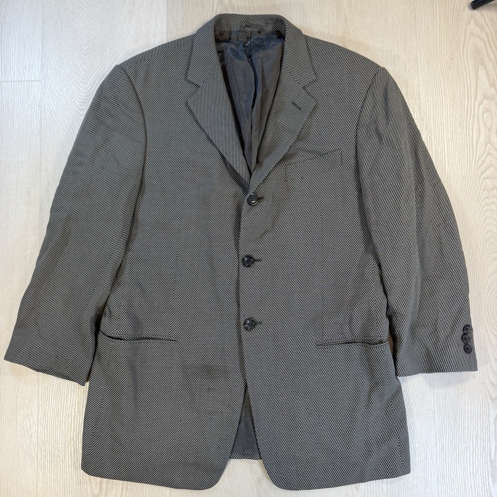 Giorgio Armani Collezioni Men's Houndstooth Blazer Virgin Wool Size 40/50